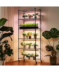 Sugift 6-Tier Indoor Plant Shelf with Grow Light 71in Tall Full Spectrum Led