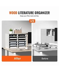 Sugift 12 Compartment Literature Organizer With Adjustable Shelves for Office and Mailrooms