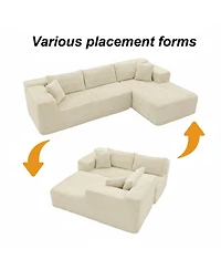 Famapy Modular Sectional Sofa with Pillows, L-Shape Corduroy Cloud Couch