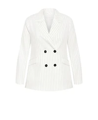 City Chic Women's Pinstripe Double Breasted Blazer