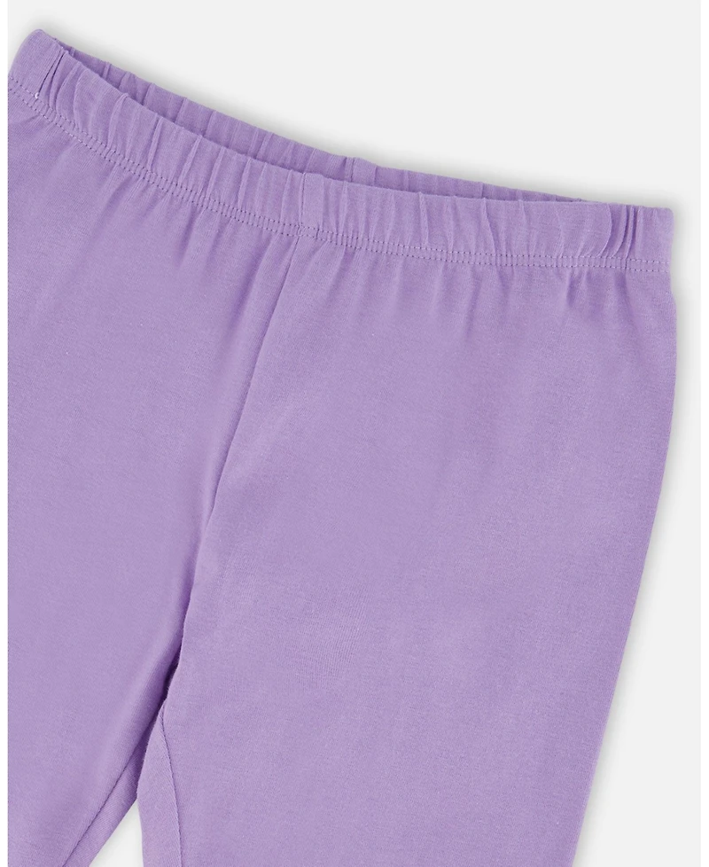 Deux par Deux Little Girls ganic Cotton Jersey Capri Mauve with Knee Screen Hearts Appliques