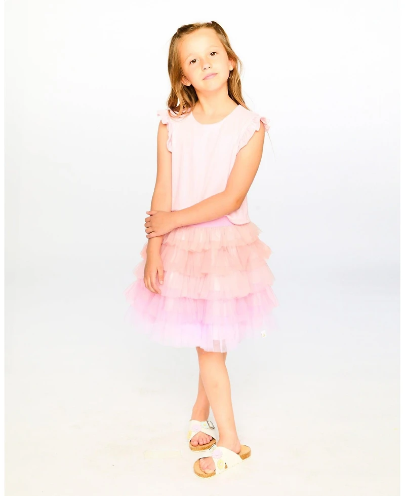 Deux par Deux Little Girls Bi-Material Dress