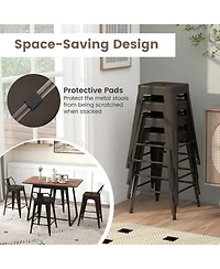 Gouun 24 in Metal Counter Height Stackable Chair Set of 4 with Removable Back and Footrest