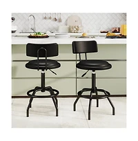 Gouun Adjustable Swivel Counter Height Bar Stool Set of 2 with Padded Pu Leather Seat and Back