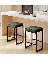 Gouun 26 in Counter Height Faux Leather Backless Bar Stool Set of 2 with Padded Saddle Seat