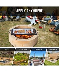 Sugift 32 in Heavy-Duty Steel Fire Pit Grill Grate Bbq Grill Grid for Outdoor Use