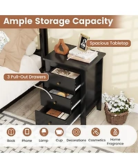 sumyeg Modern Bedside Cabinet Nightstand with 3 Drawers for Living Room and Bedroom