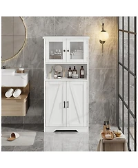 gaomon Tall Bathroom Storage Cabinet with 4 Doors and Adjustable Shelves