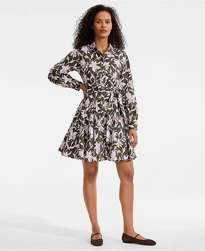 Lands' End Women's Poplin Button Front Dress with Godets