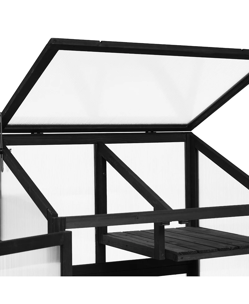 sumyeg 62inch Outdoor Height Wood Large Greenhouse Balcony Portable Cold Frame with Wheels and Adjustable Shelves