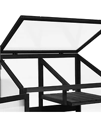 sumyeg 62inch Outdoor Height Wood Large Greenhouse Balcony Portable Cold Frame with Wheels and Adjustable Shelves
