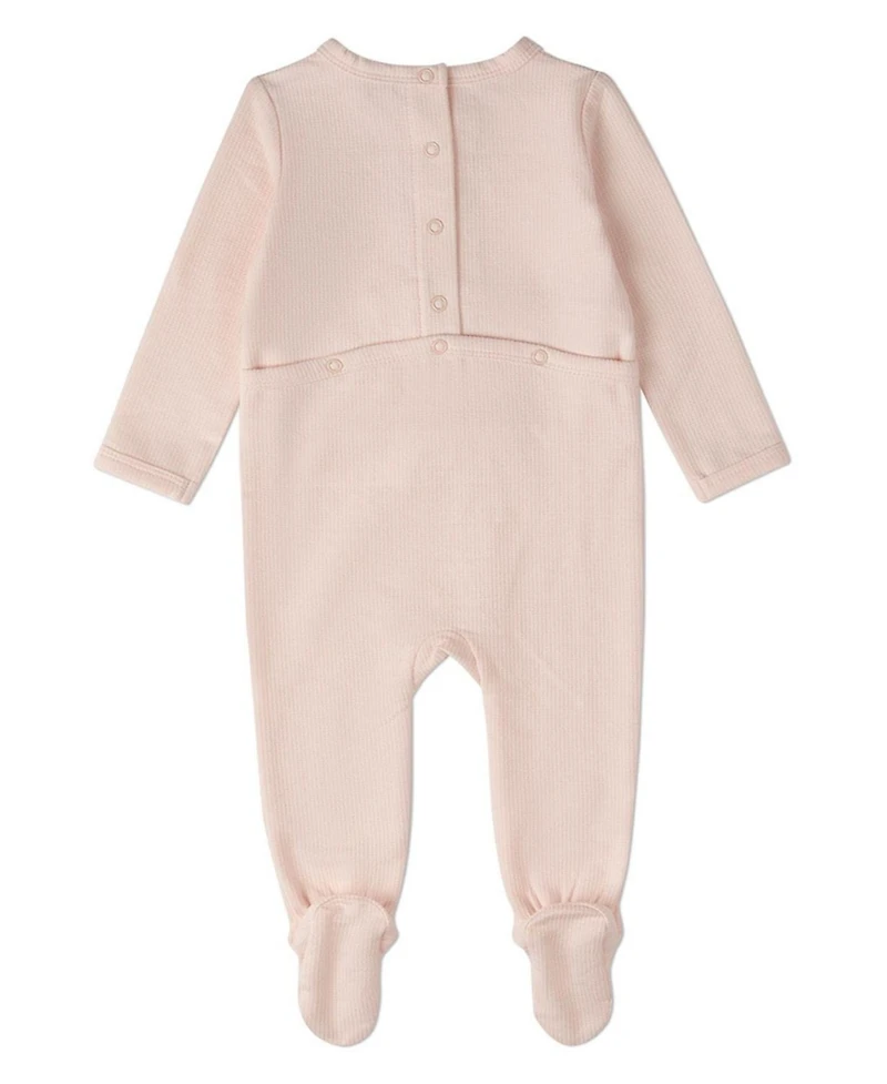 MeMoi Baby Girls "A Flower Power" Embroidered Long-Sleeve Footie