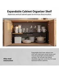 Yigii Expandable Stackable Cabinet Shelf Organizer Anti-slip Kitchen Pantry Closet Shoe Storage Adjustable