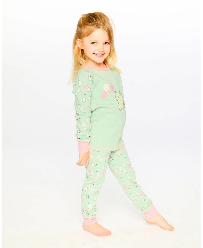 Deux par Deux Little Girls Cotton Two-Piece Pyjama Set Kitten Print