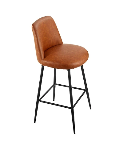 Gouun 27 in Swivel Counter Height Pu Leather Bar Stool Set of 2 with Backrest and Metal Legs
