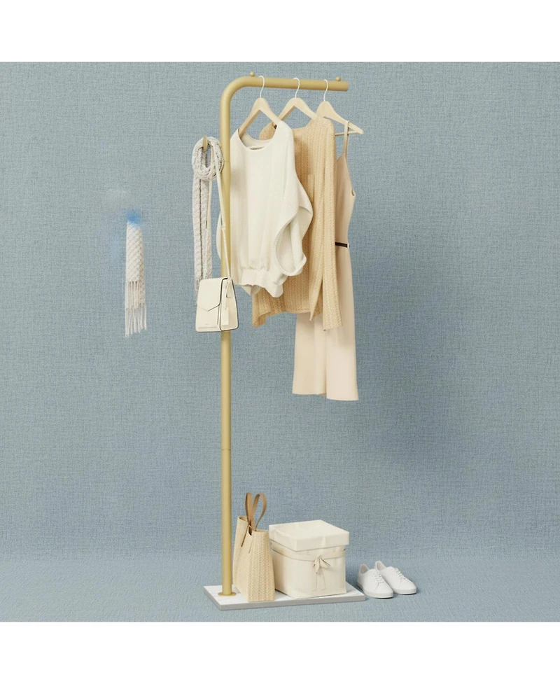 Yigii L Shaped Freestanding Metal Coat Rack Tree with Rock Base for Bedroom Hallway Entrance