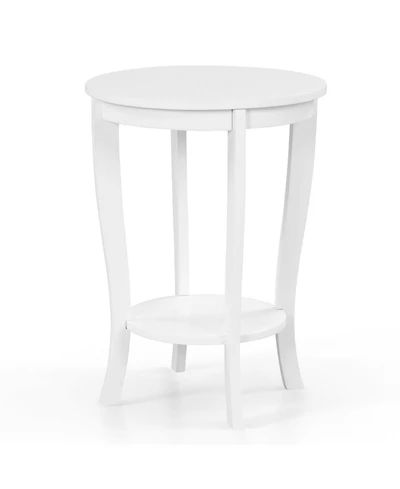 sumyeg 2-tier Round End Table with Solid Wood Legs