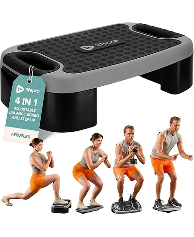 Lifepro 4-in-1 Aerobic Balance Board & Step Platform - Adjustable Non-Slip Slant Board & Stepper for Home Workouts