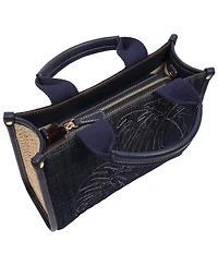 Tommy Bahama Dorothy Medium Denim Tote – Embroidered Leaf Convertible Top Handle and Crossbody Bag