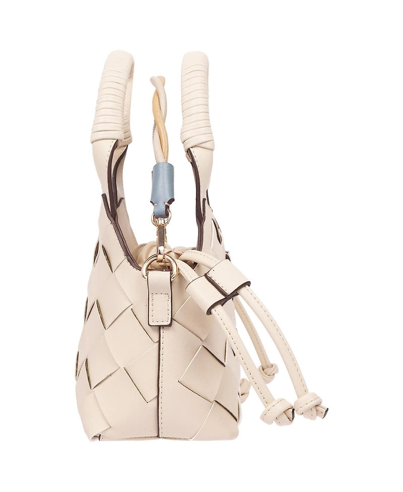 Tommy Bahama Demi Mini Woven Pu Tote – Mini Woven Faux Leather Top Handle and Crossbody Bag