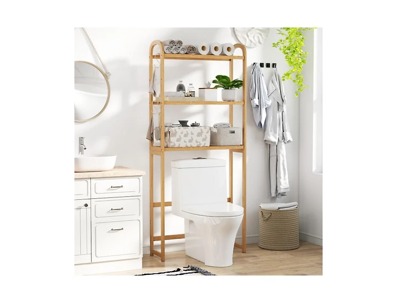 Slickblue 3-Tier Wicker Bathroom Floor Organizer with Adjustable Shelves