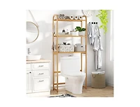 Slickblue 3-Tier Wicker Bathroom Floor Organizer with Adjustable Shelves