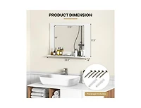 Slickblue 23.5x17.5 Inch Rectangle Bathroom Mirror with Wood Shelf