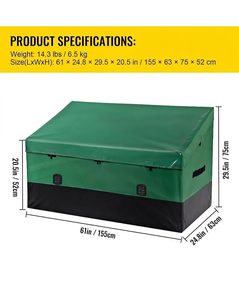 Sugift 150 Gallon Waterproof Pe Tarpaulin Outdoor Storage Box for Garden and Poolside