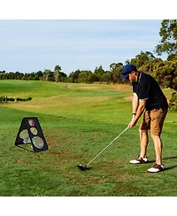 Mecale Dual-Sided Golf Chipping Net with Triple Targets, 5-Hole Training System