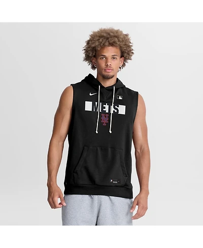 Nike Men's Black New York Mets Authentic Collection Standard Issue Dri-fit Sleeveless Hoodie