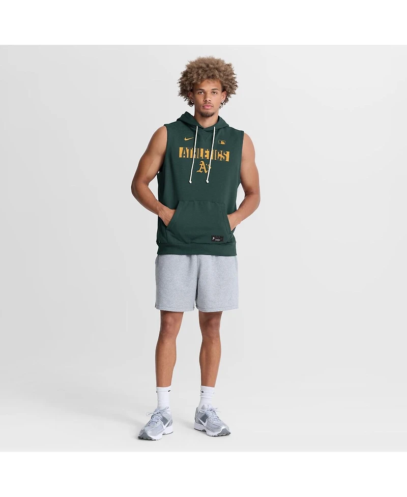 Nike Men's Green Athletics Authentic Collection Standard Issue Dri-fit Sleeveless Hoodie