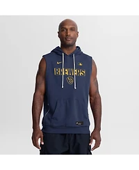 Nike Men's Navy Milwaukee Brewers Authentic Collection Standard Issue Dri-fit Sleeveless Hoodie