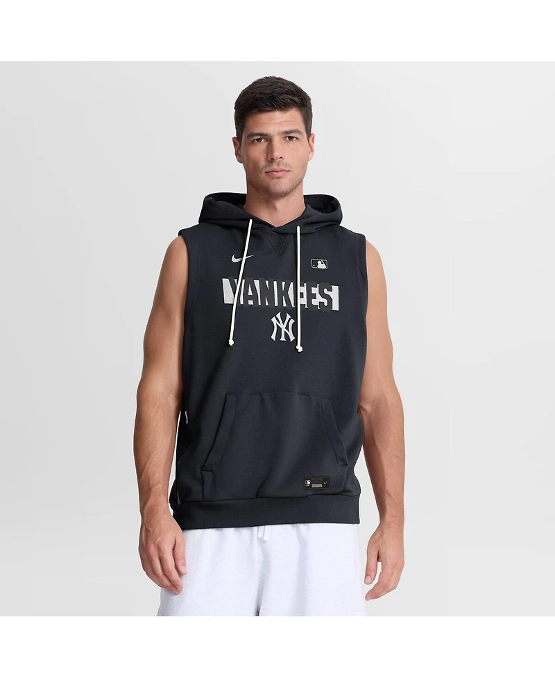 Nike Men's Navy New York Yankees Authentic Collection Standard Issue Dri-fit Sleeveless Hoodie