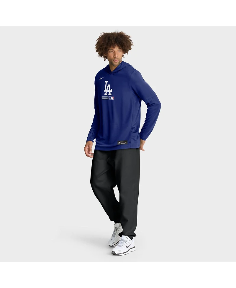 Nike Men's Royal Los Angeles Dodgers Authentic Collection Dri-fit Long Sleeve Hoodie