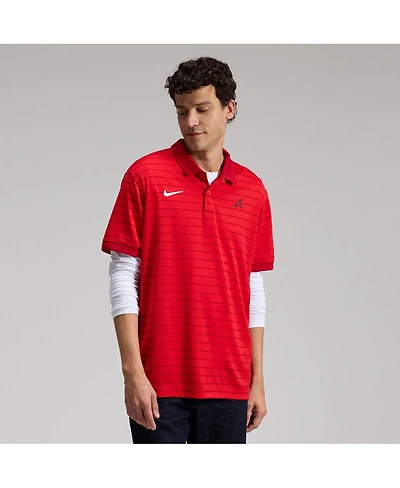 Nike Men's Red Atlanta Braves Authentic Collection Striped Victory Dri-fit Polo Shirt