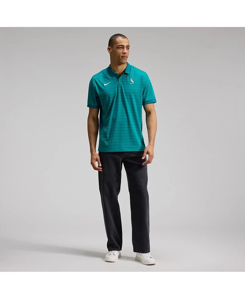 Nike Men's Teal Seattle Mariners Authentic Collection Striped Victory Dri-fit Polo Shirt