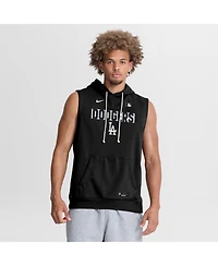 Nike Men's Black Los Angeles Dodgers Authentic Collection Standard Issue Dri-fit Sleeveless Hoodie