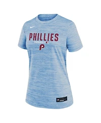 Nike Women's Light Blue Philadelphia Phillies Authentic Collection Alternate Logo Velocity Dri-fit T-Shirt
