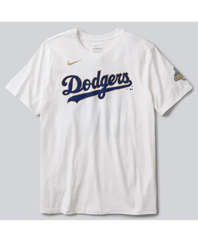 Nike Men's Mookie Betts White Los Angeles Dodgers 2026 Gold Collection Name & Number T-Shirt