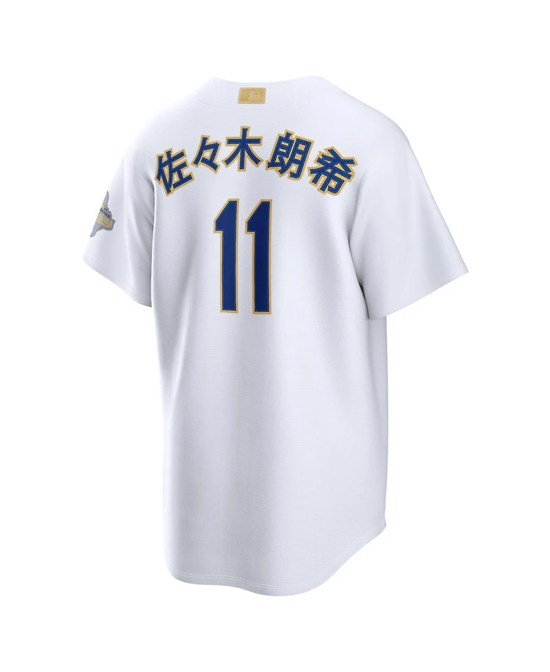 Nike Men's Roki Sasaki White Los Angeles Dodgers 2026 Gold Collection Kanji Stadium Jersey