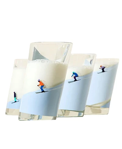 Uncommon Goods Sloping Ski Glasses, Set of 4