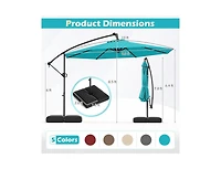 Lucky One 10 ft Solar Offset Patio Umbrella with Base 32 Led Lights 360 Rotation