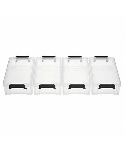 Gnuadz 4 pack Stackable Translucent Pencil Case Marker Organizer Art Supply Storage