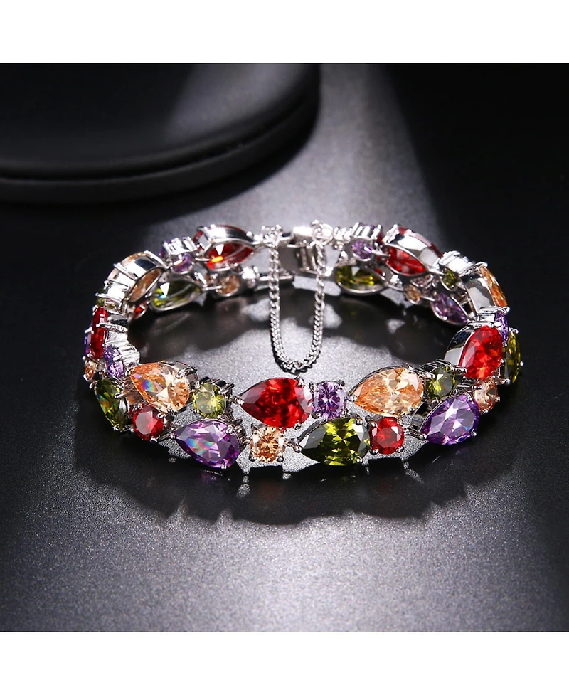 Gnuadz 8 Cz Gemstone Link Bracelet for Women Gift