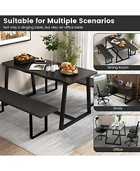 Slickblue 63" Large Dining Table with Wavy Edge and Heavy-duty Metal