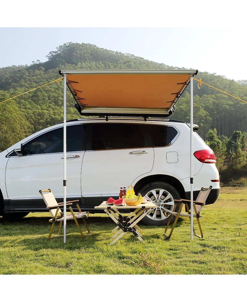 Sugift 4.6x6.6 ft Retractable Car Side Awning UV50+ Shade for Vehicles