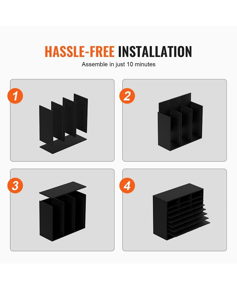 Sugift Wood Literature Organizer 24 Compartments Removable Shelves for Office Use