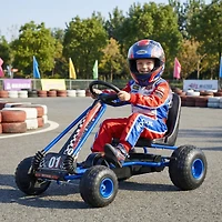 Slickblue Kids Ride On Pedal Go Kart with Adjustable Seat and Multi Terrain Wheels