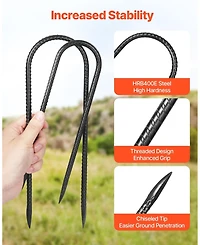 Inolait 12-in Galvanized Steel Rebar Stakes Ground Anchors for Fencing and Tents