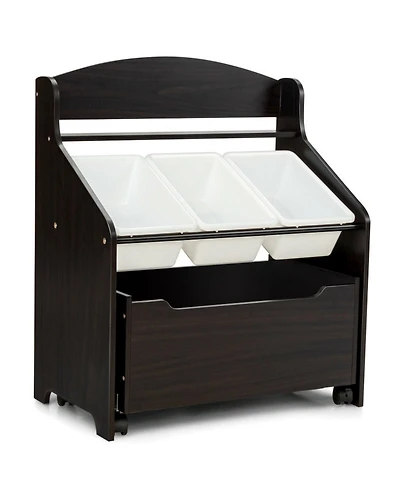 Gouun Kids Toy Storage Unit Organizer with Rolling Toy Box and Removable Plastic Bins